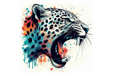 Leopard growls T-shirt graphics, leopard illustration