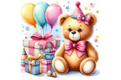 Teddy bear. Toy background for kid Birthday