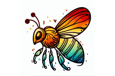 Cartoon insect bee watercolor illustration