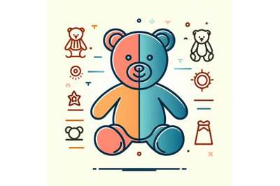 Teddy bear in line art