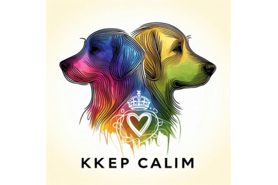 Keep Calm. Dog watercolorr illustration