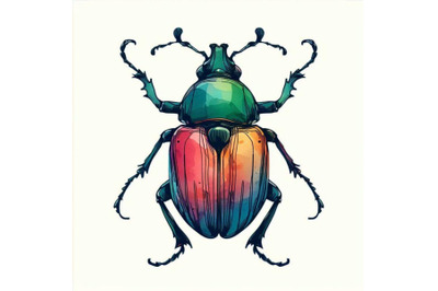 Beetle. Insect watercolor illustration