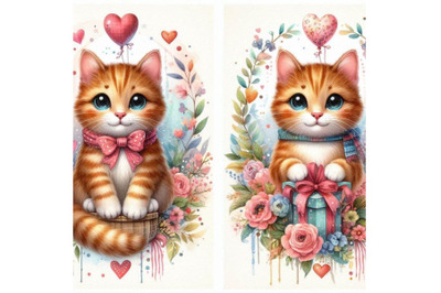 Cat. Cute Cat illustration. Love card