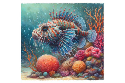 Exotic Fish, coral reef, algae, unusual sea faun