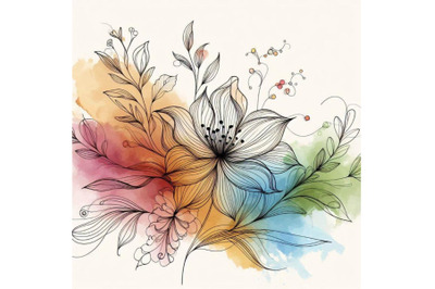 Watercolor flower background. Beauty text