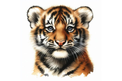 Tiger cub. wild animals watercolor illustratio