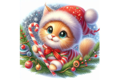 Funny kitten. element for holiday greetings card and kids