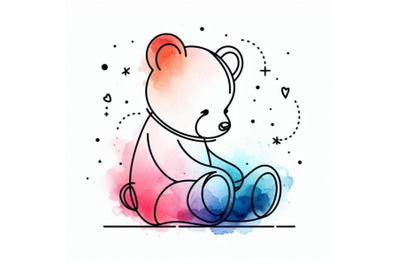 Cute teddy bear watercolor illustration