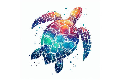 Sea turtle. Sea turtle watercolor illustration. Underw