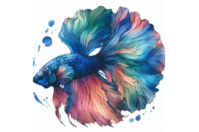 Betta fish watercolor illustration