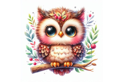 Cute Owl. Watercolor Owl. Owl Tee Shirt illustration