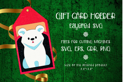 White Bear | Christmas Gift Card Holder | Paper Craft Template