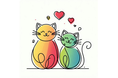 Cat. Cute Cat illustration. Love card