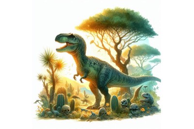 Dinosaur. Dinosaur Watercolor drawing. Dinosaur illustrati