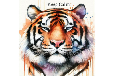 Keep Calm. Tiger watercolorr illustration