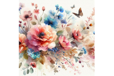 Watercolor flower background. Pretty text