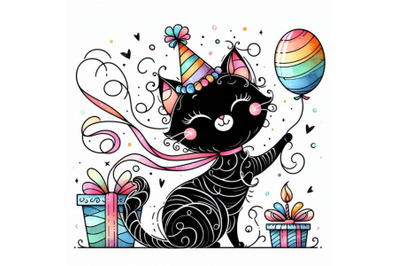 Funny kitten. decor for kid Birthday background for