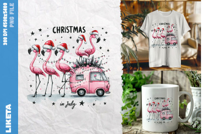 Flamingo Van Christmas in July