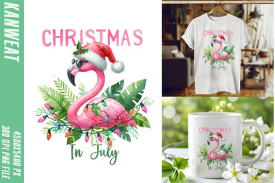 Flamingo Christmas in July Art