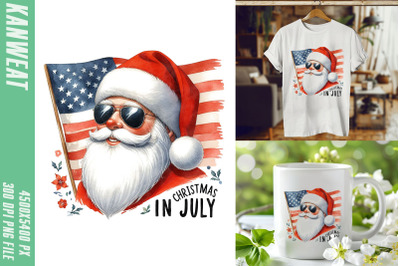 Patriotic Santa Christmas in July