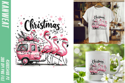 Flamingo Van Christmas in July