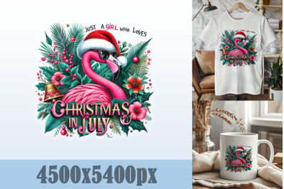 Christmas Flamingo in July Art