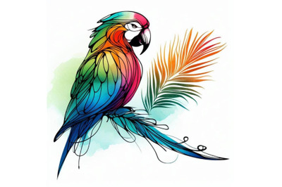 Parrot. Watercolor Parrot illustration. Tropical bird w