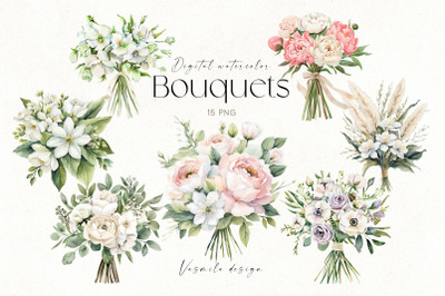 Watercolor Wedding Bouquets