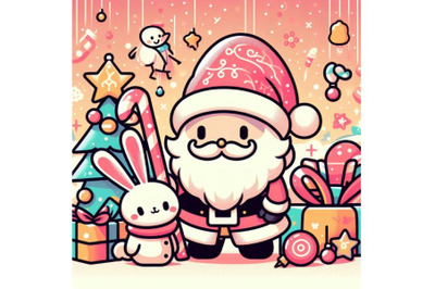 Santa Claus bunny and Christmas background