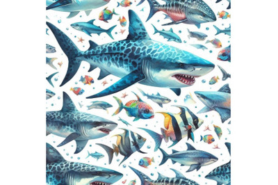 Watercolor shark  pattern