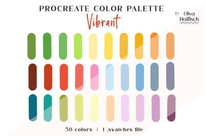Bright Vibrant Procreate Color Palette. Colorful Swatches