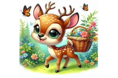 Cartoon fawn. forest animal illustration