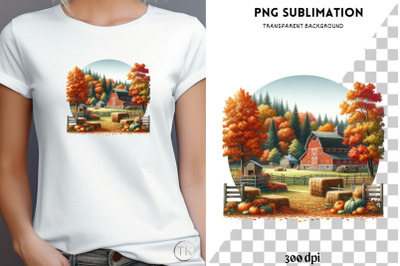 Countryside Autumn PNG Sublimation Print&2C;Crafting File&2C;Cozy Autumn PNG