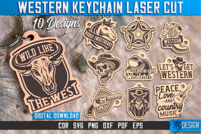 Western Keychain Laser Cut Bundle | Gift Idea | Cowboy &amp; Wild West