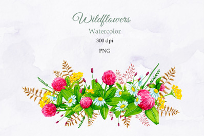 Wildflowers. Watercolor sublimation. PNG