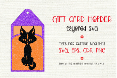 Witch Cat Silhouette | Halloween Gift Card Holder Template