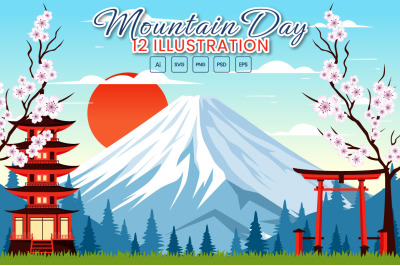 12 Mountain Day in Japan Illustration