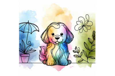 Cute dog. Watercolor puppy dog illustration