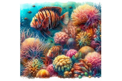 Exotic Fish, coral reef, algae