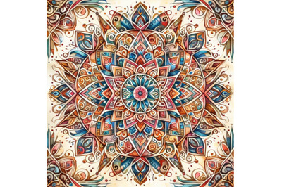 Ethnic ornament. watercolor background