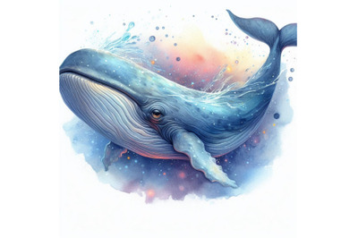 Whale. sperm whale watercolor illustration