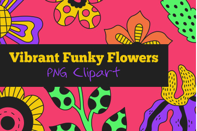 Vibrant Funky Flowers PNG Clipart