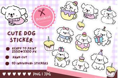 Cute Poodle dog sticker kawaii animals funny dog stickers