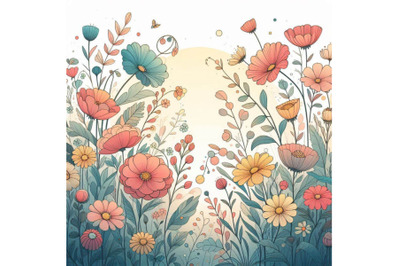 Garden Flower background. watercolor