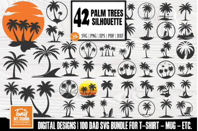 Palm Tree SVG - Beach Palm Trees - 42 Silhouette Cut Files