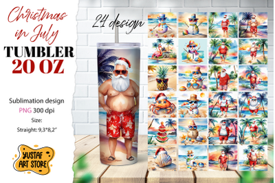 Christmas in July tumbler bundle. 24 watercolor design