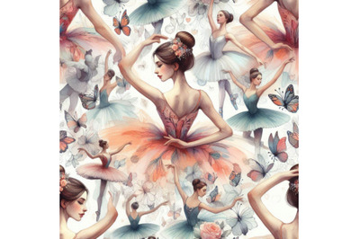 Seamless pattern with Ballerina