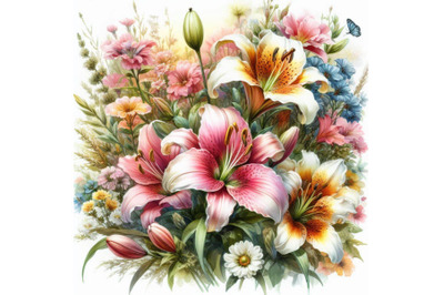 Garden Flower background. watercolor