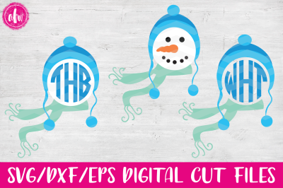 Monogram Snowman Head - SVG, DXF, EPS Cut Files
