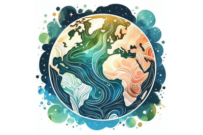 Planet Earth. Earth watercolor background